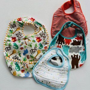 Set of 4 Baby  Bibs Terry / Cloth & Plastic